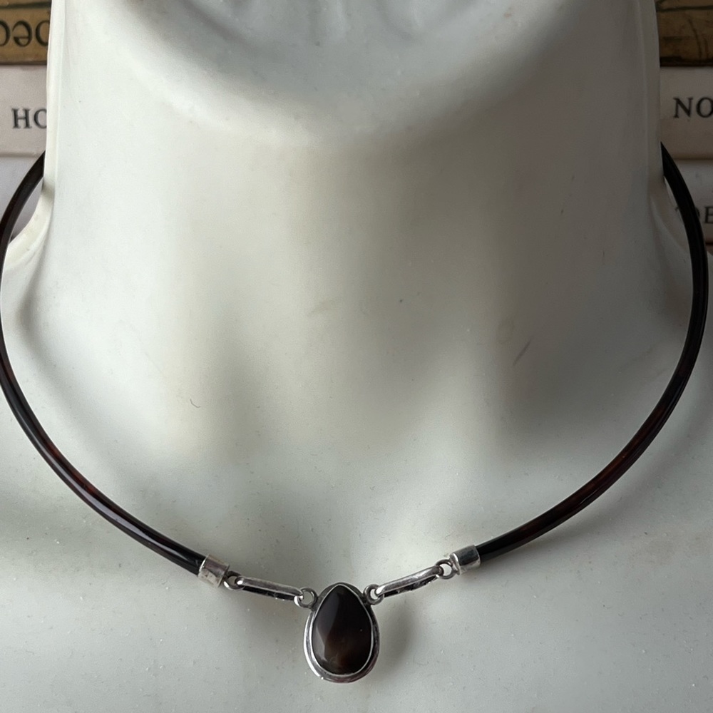Sterling silver Agate? Choker necklace